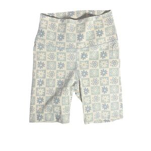 Wild Wawa Blue and Cream Floral Biker Shorts